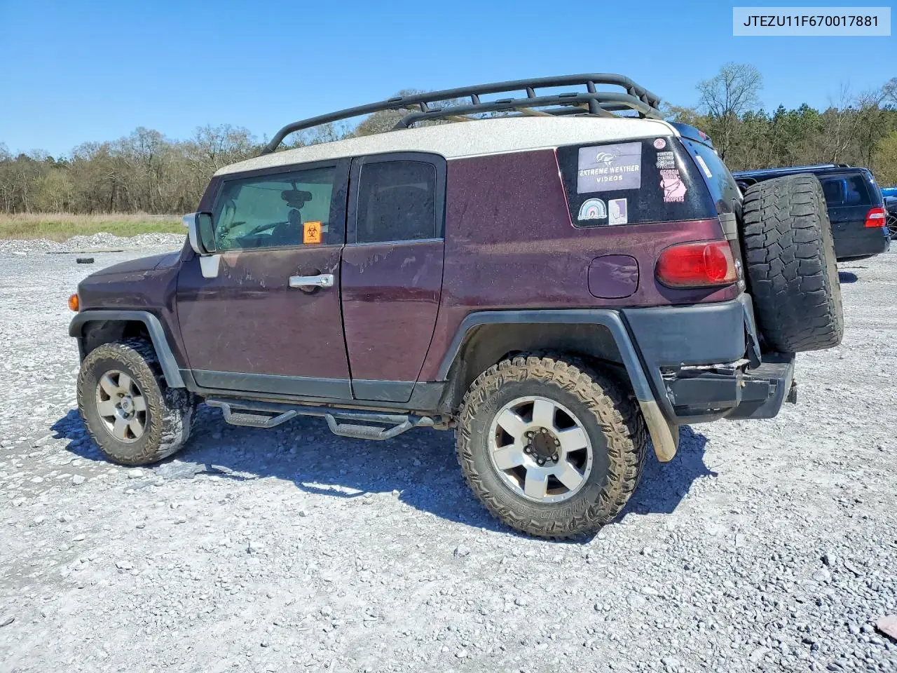 2007 Toyota Fj Cruiser Base VIN: JTEZU11F670017881 Lot: 46377116