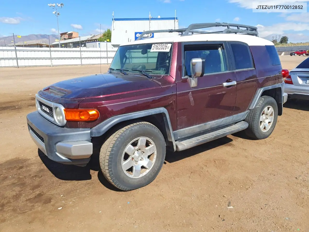 2007 Toyota Fj Cruiser Base VIN: JTEZU11F770012852 Lot: 51622026