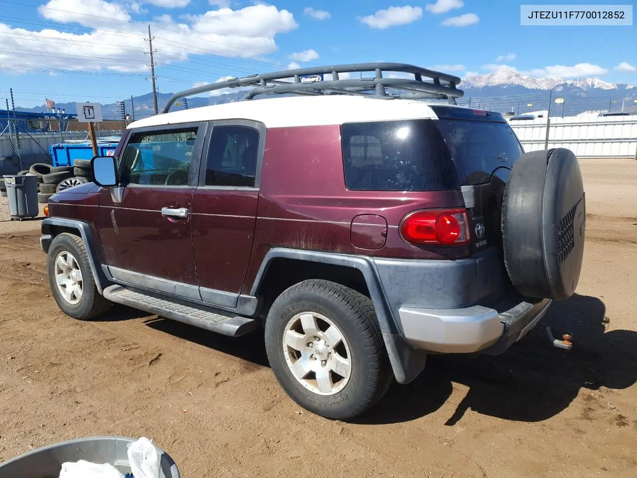 2007 Toyota Fj Cruiser Base VIN: JTEZU11F770012852 Lot: 51622026