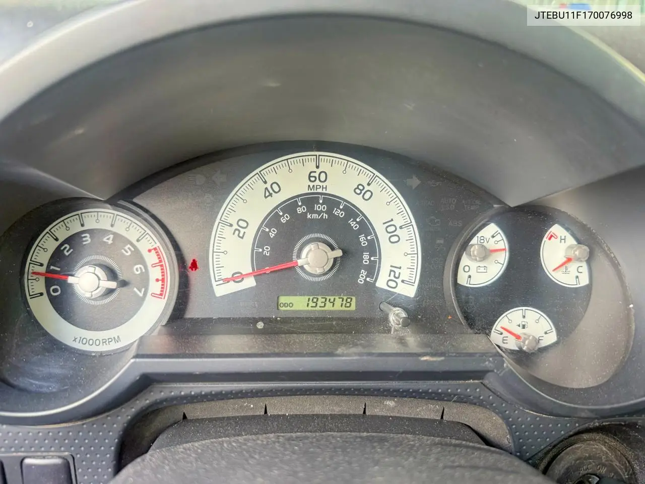 2007 Toyota Fj Cruiser Base VIN: JTEBU11F170076998 Lot: 61203626