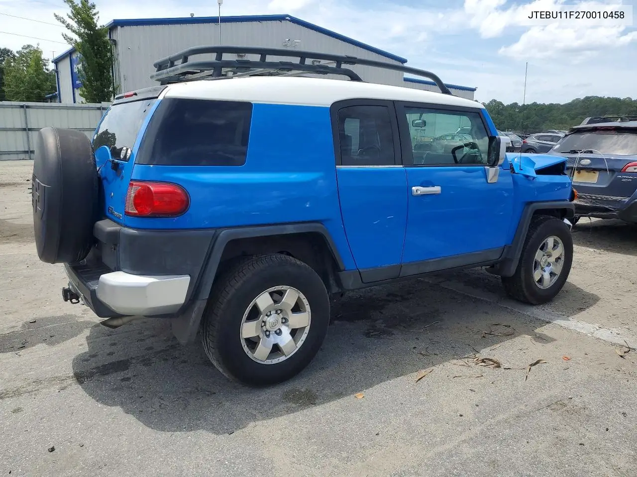 2007 Toyota Fj Cruiser Base VIN: JTEBU11F270010458 Lot: 61916696