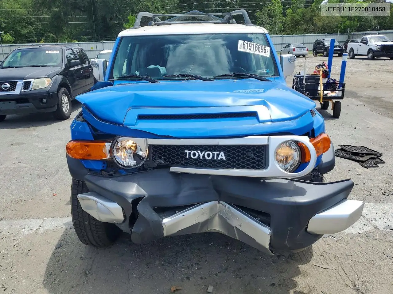 2007 Toyota Fj Cruiser Base VIN: JTEBU11F270010458 Lot: 61916696