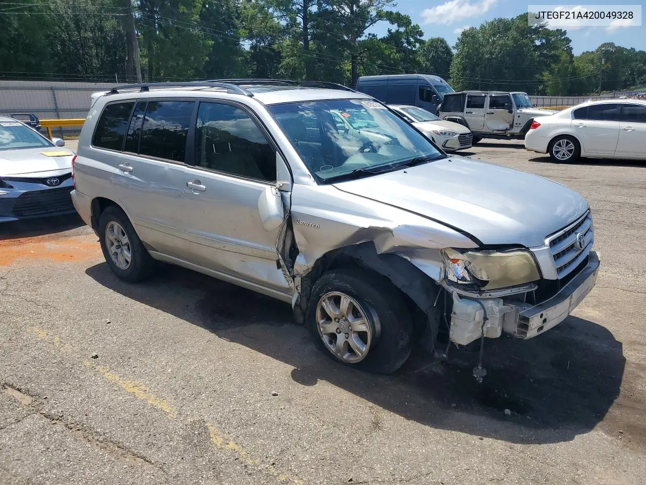 2002 Toyota Highlander Limited VIN: JTEGF21A420049328 Lot: 61521596