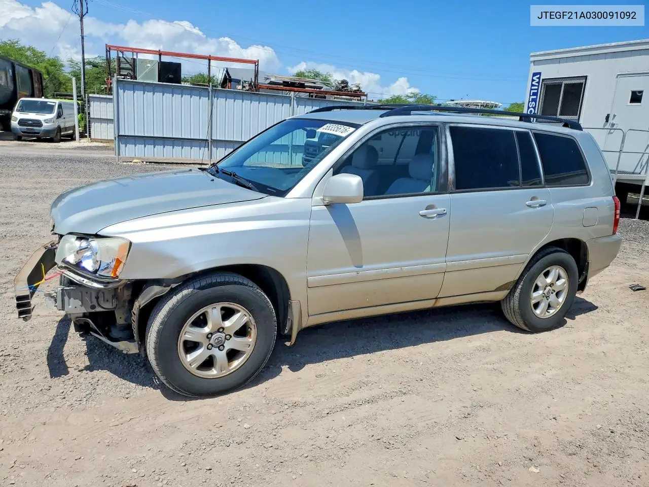 2003 Toyota Highlander Limited VIN: JTEGF21A030091092 Lot: 58335616