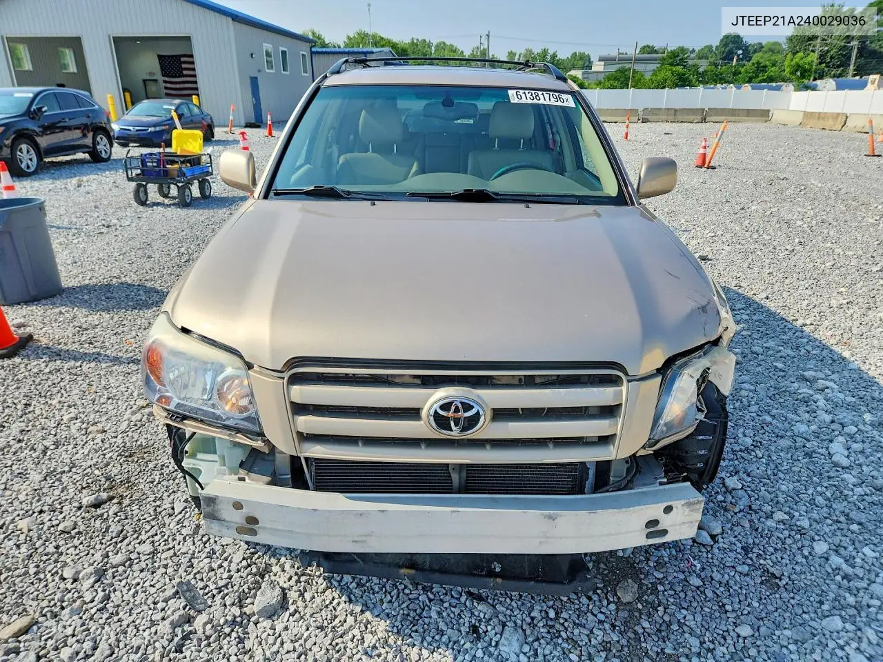 2004 Toyota Highlander Limited VIN: JTEEP21A240029036 Lot: 61381796