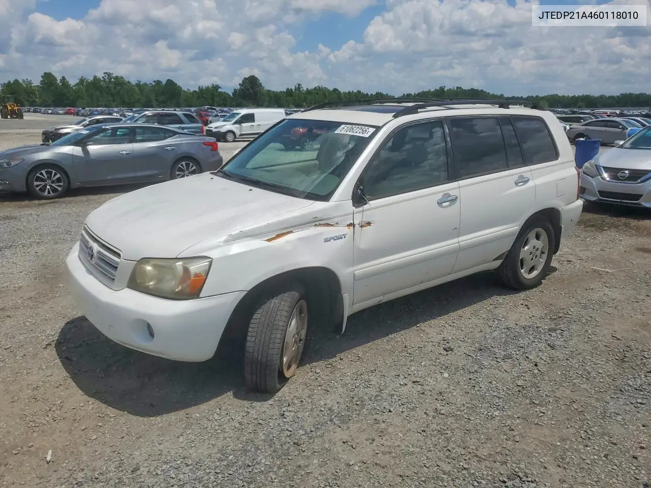 2006 Toyota Highlander Limited VIN: JTEDP21A460118010 Lot: 61062256