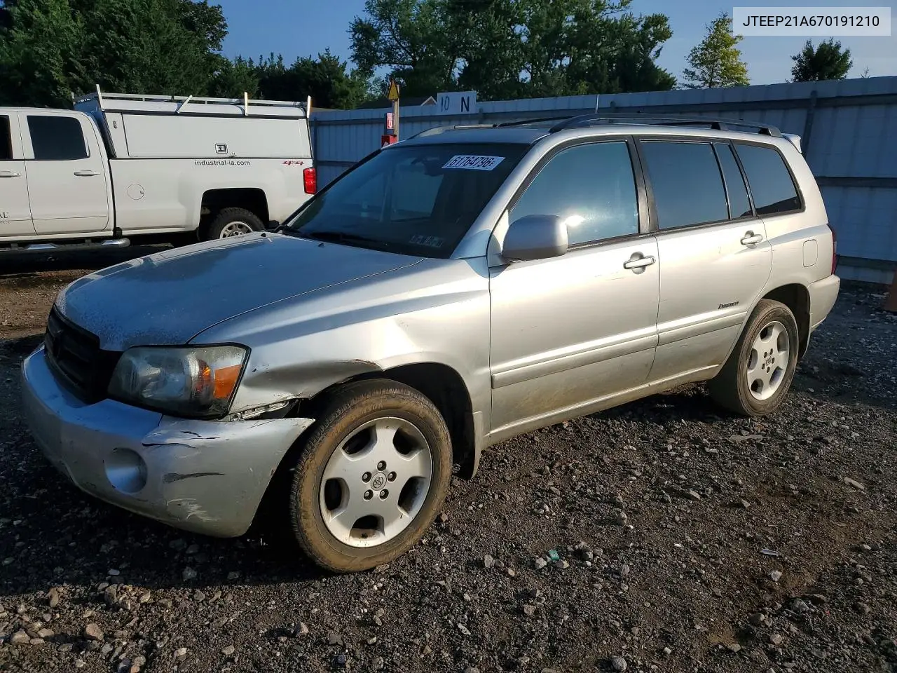 2007 Toyota Highlander Limited VIN: JTEEP21A670191210 Lot: 61764796