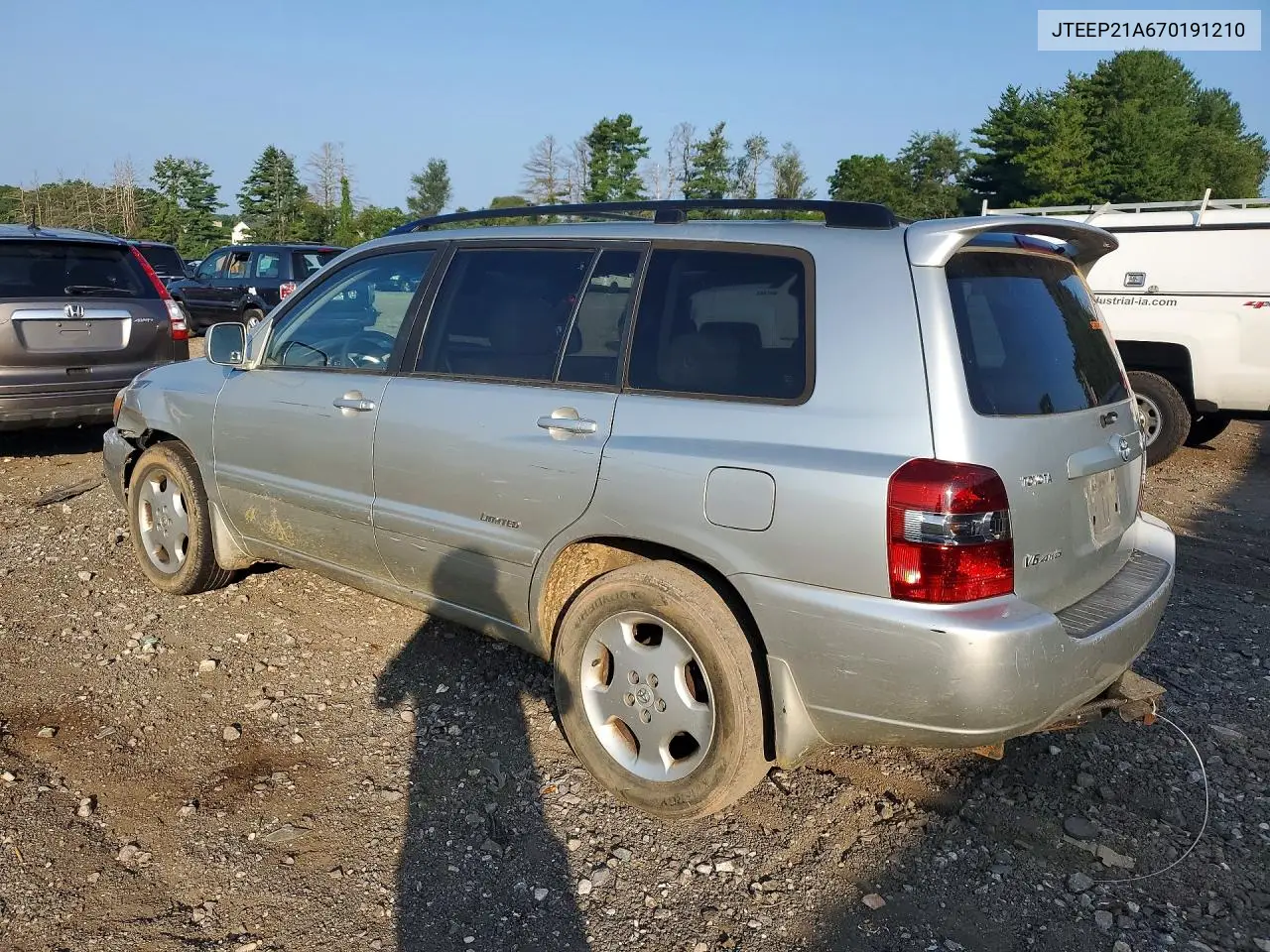 2007 Toyota Highlander Limited VIN: JTEEP21A670191210 Lot: 61764796