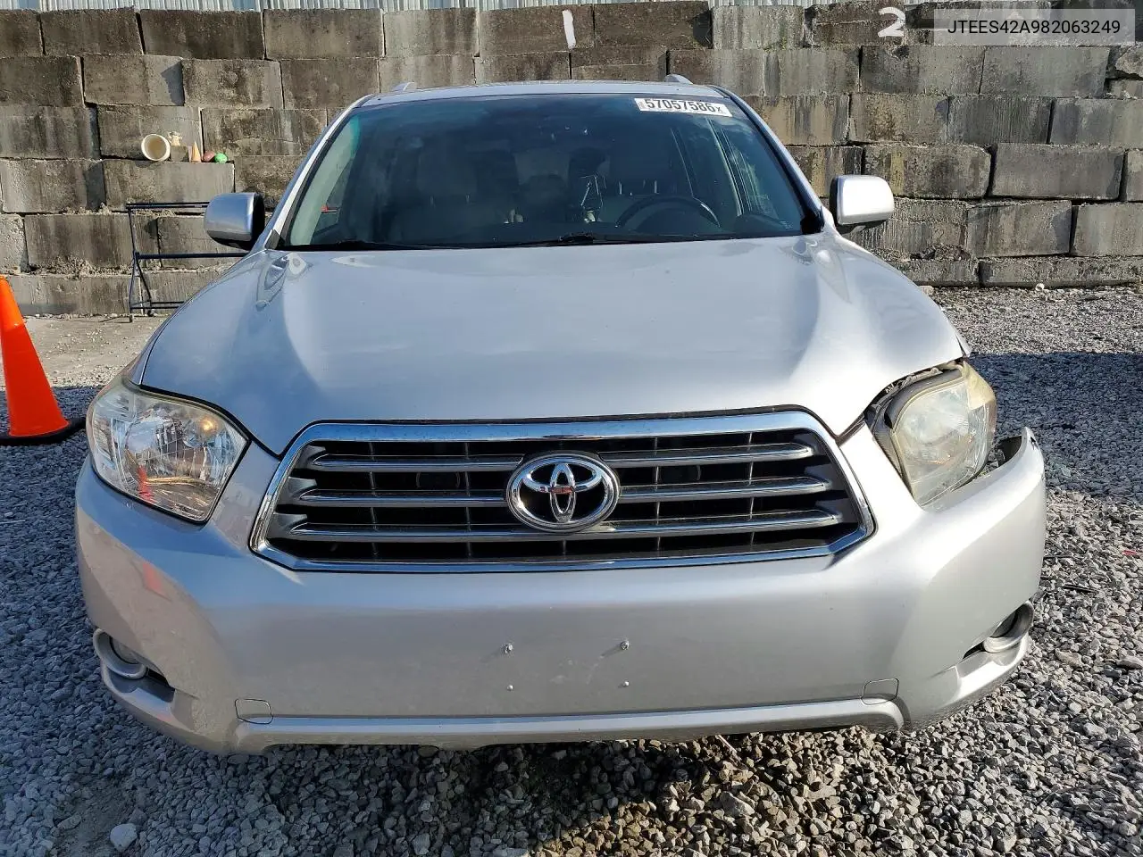 2008 Toyota Highlander Limited VIN: JTEES42A982063249 Lot: 57057586