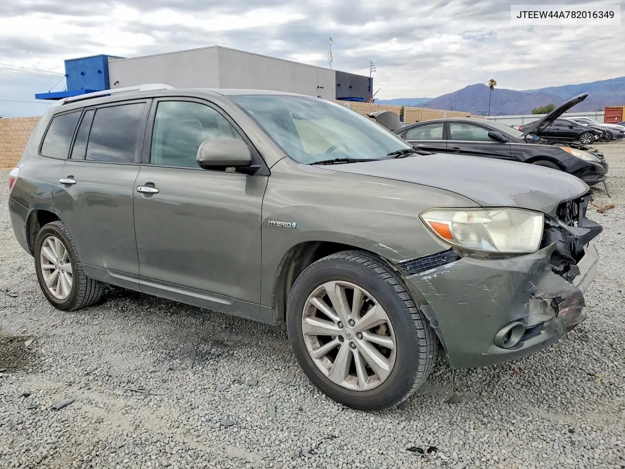 2008 Toyota Highlander Hybrid Limited VIN: JTEEW44A782016349 Lot: 61715106