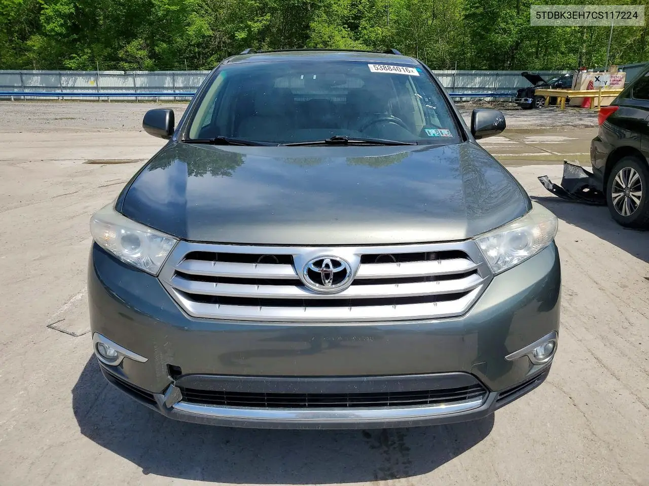 2012 Toyota Highlander Se VIN: 5TDBK3EH7CS117224 Lot: 53884016