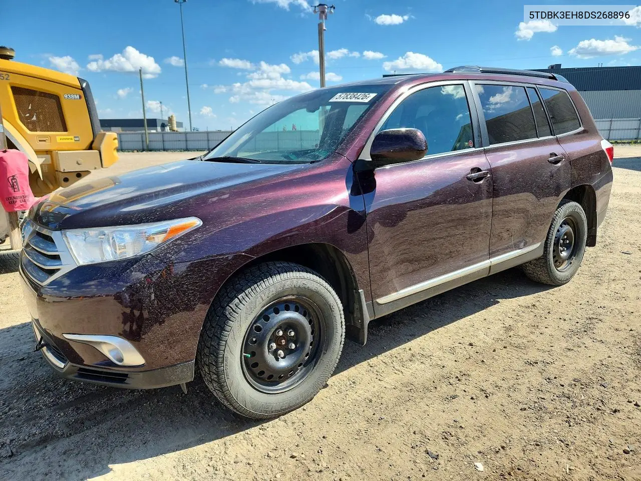 2013 Toyota Highlander Base VIN: 5TDBK3EH8DS268896 Lot: 57838426