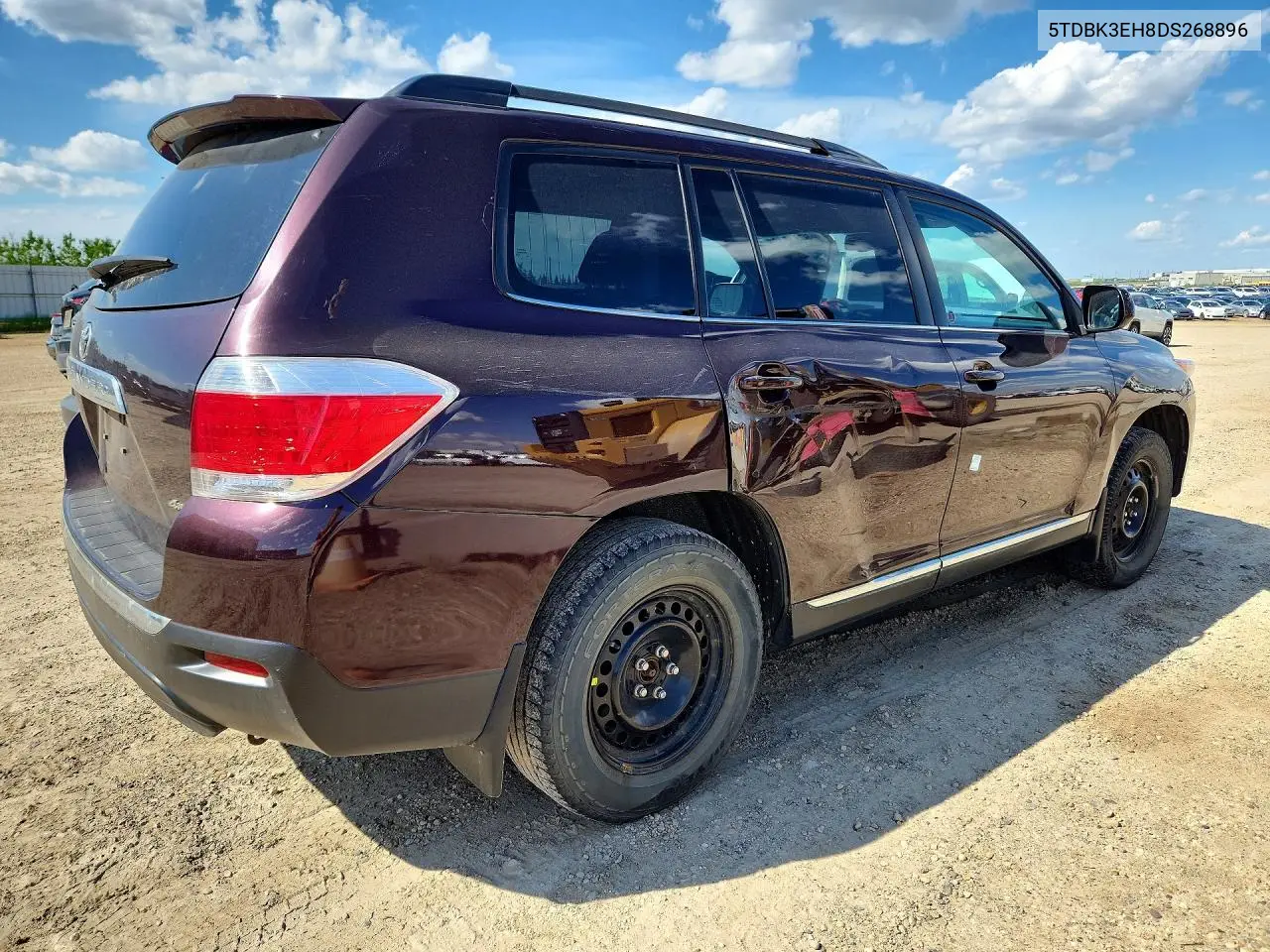 2013 Toyota Highlander Base VIN: 5TDBK3EH8DS268896 Lot: 57838426