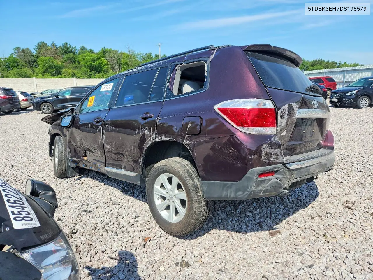 2013 Toyota Highlander Se VIN: 5TDBK3EH7DS198579 Lot: 61014516