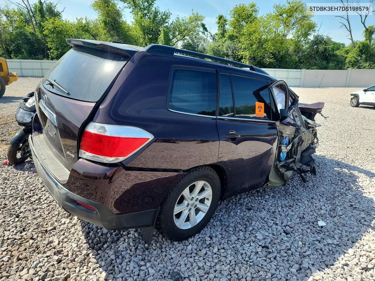 2013 Toyota Highlander Se VIN: 5TDBK3EH7DS198579 Lot: 61014516