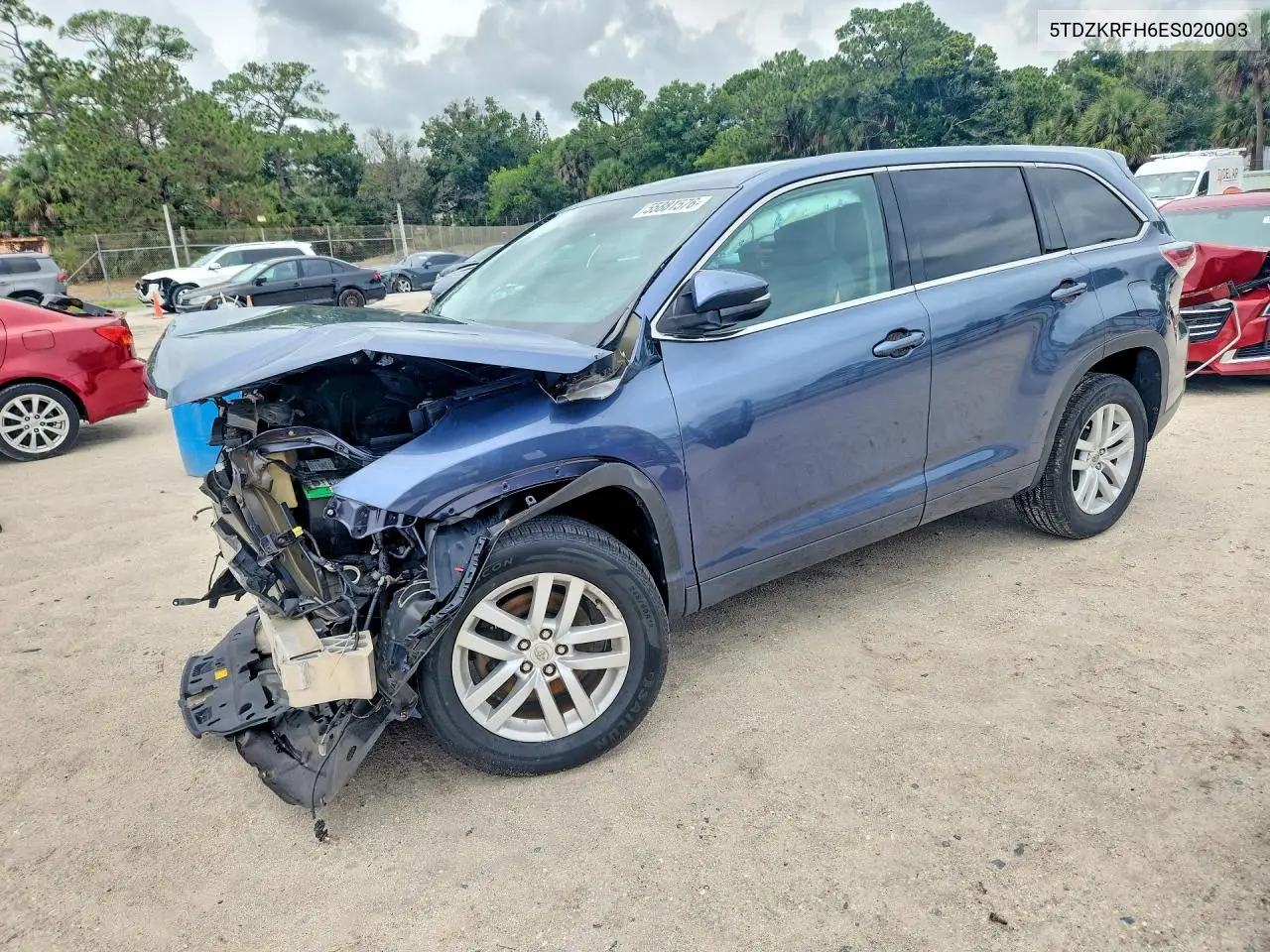 2014 Toyota Highlander Le VIN: 5TDZKRFH6ES020003 Lot: 55881576