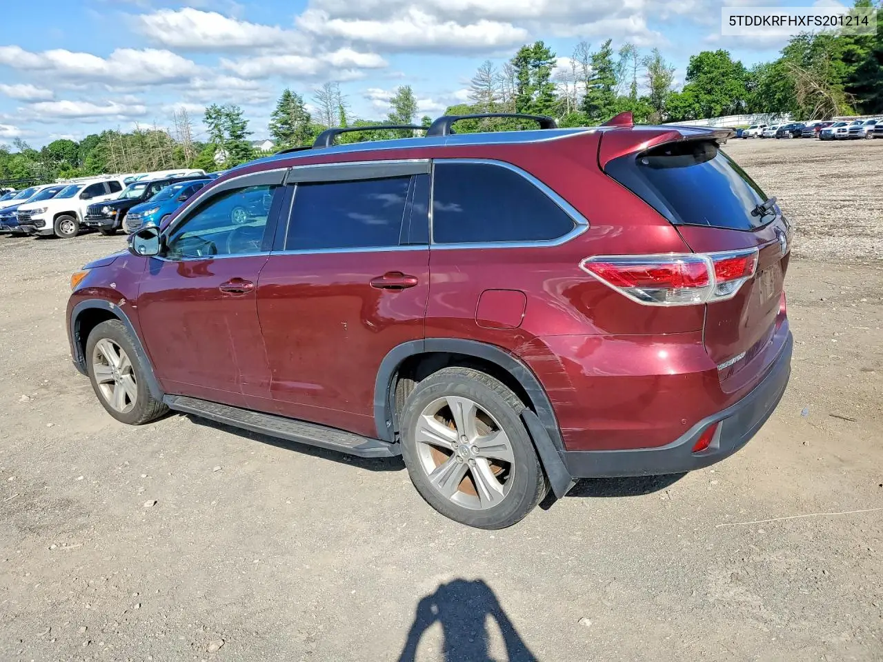 2015 Toyota Highlander Limited VIN: 5TDDKRFHXFS201214 Lot: 56846876