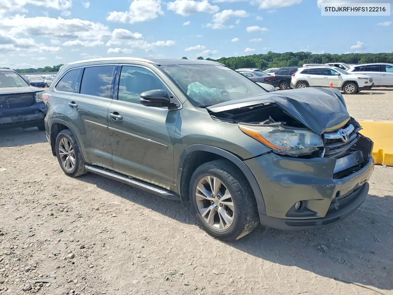 2015 Toyota Highlander Xle VIN: 5TDJKRFH9FS122216 Lot: 58381346