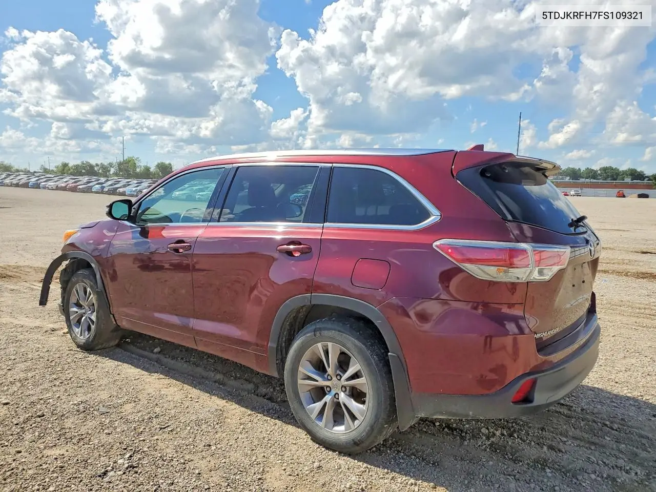 2015 Toyota Highlander Xle VIN: 5TDJKRFH7FS109321 Lot: 58439636