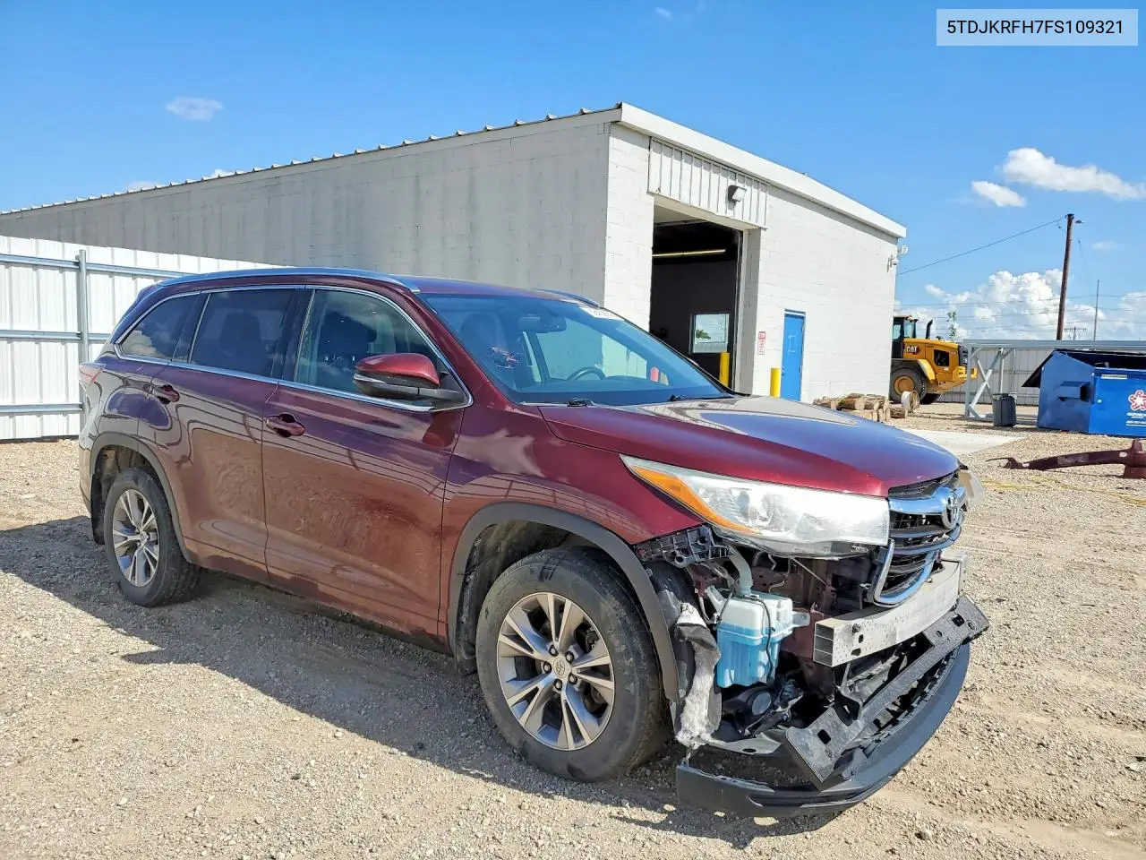 2015 Toyota Highlander Xle VIN: 5TDJKRFH7FS109321 Lot: 58439636