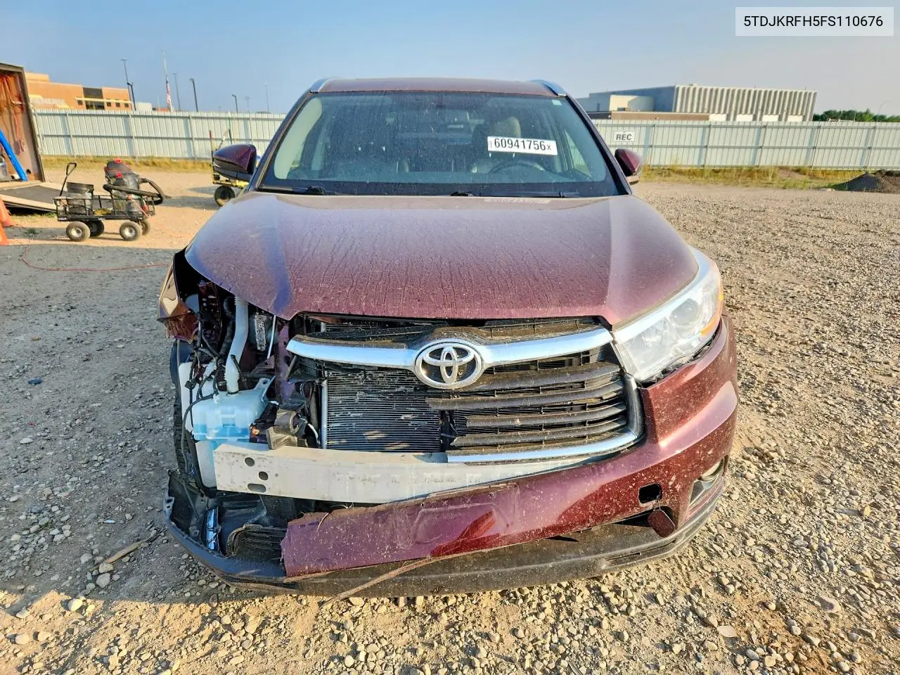 2015 Toyota Highlander Xle VIN: 5TDJKRFH5FS110676 Lot: 60941756