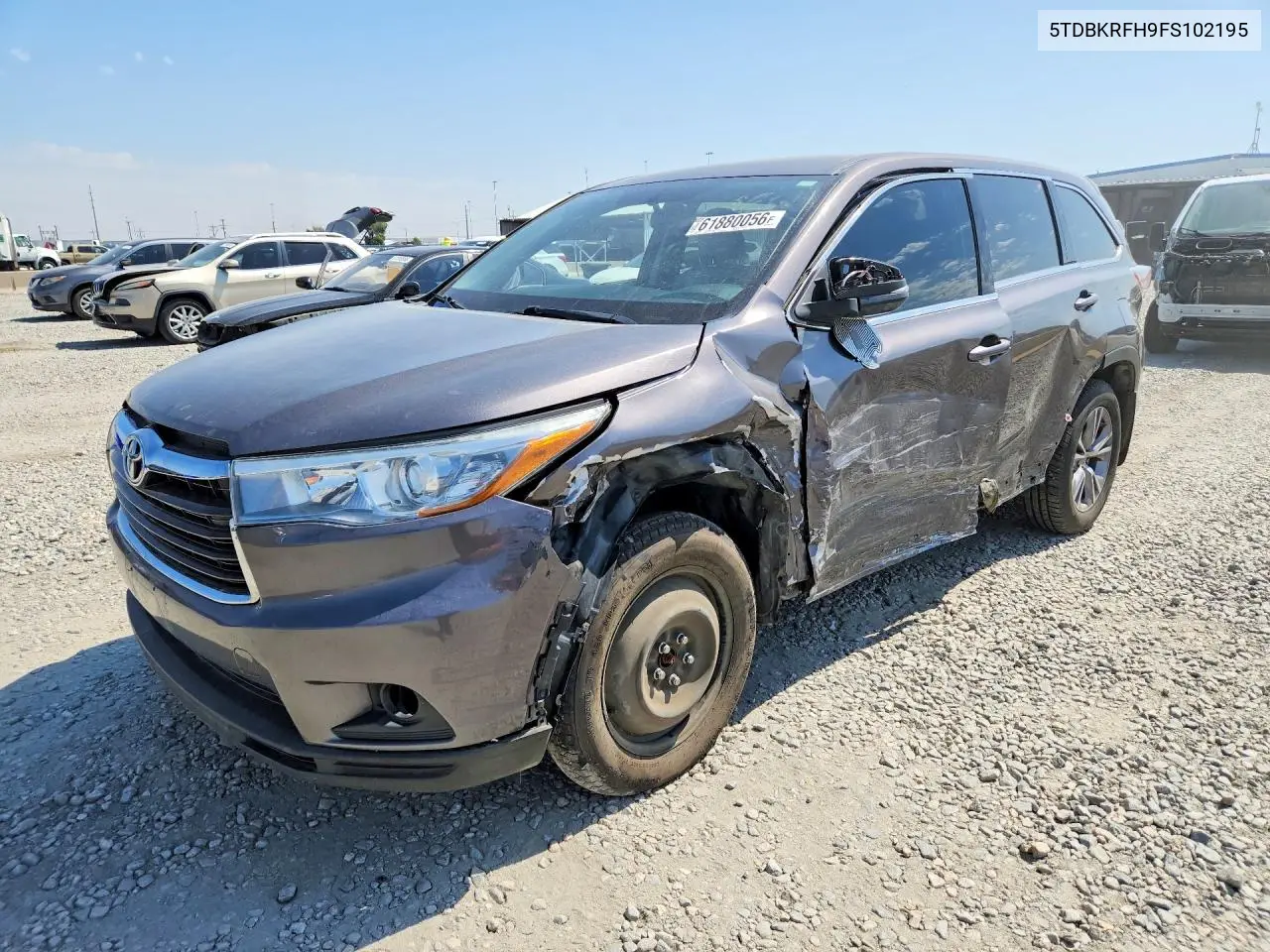 2015 Toyota Highlander Le Plus VIN: 5TDBKRFH9FS102195 Lot: 61880056