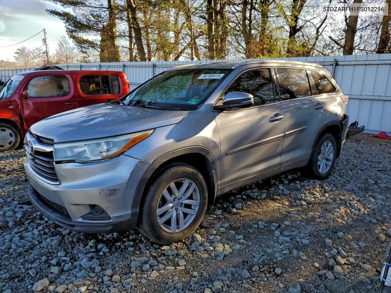 5TDZARFH1FS012296 2015 Toyota Highlander Le