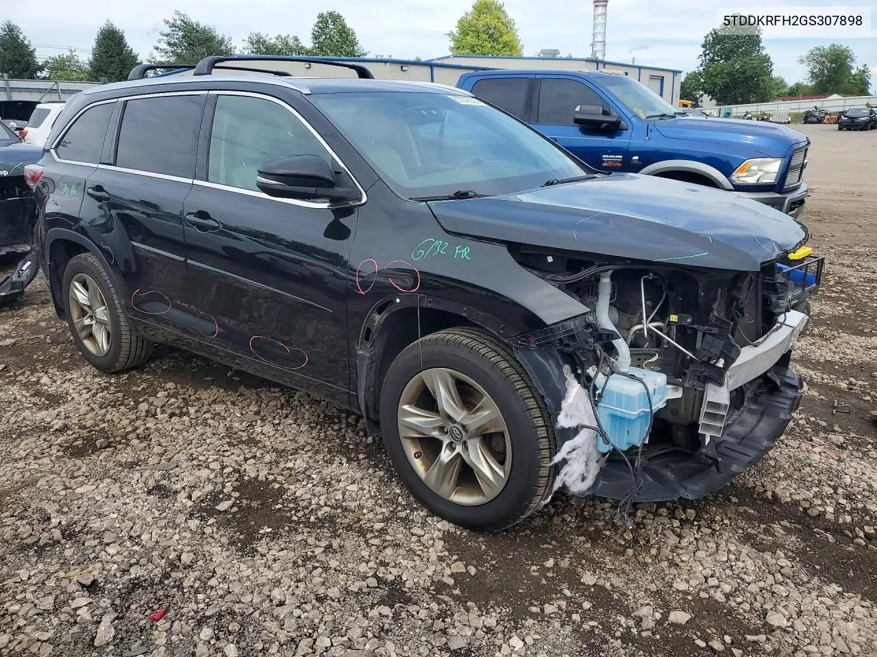 2016 Toyota Highlander Limited VIN: 5TDDKRFH2GS307898 Lot: 57079336