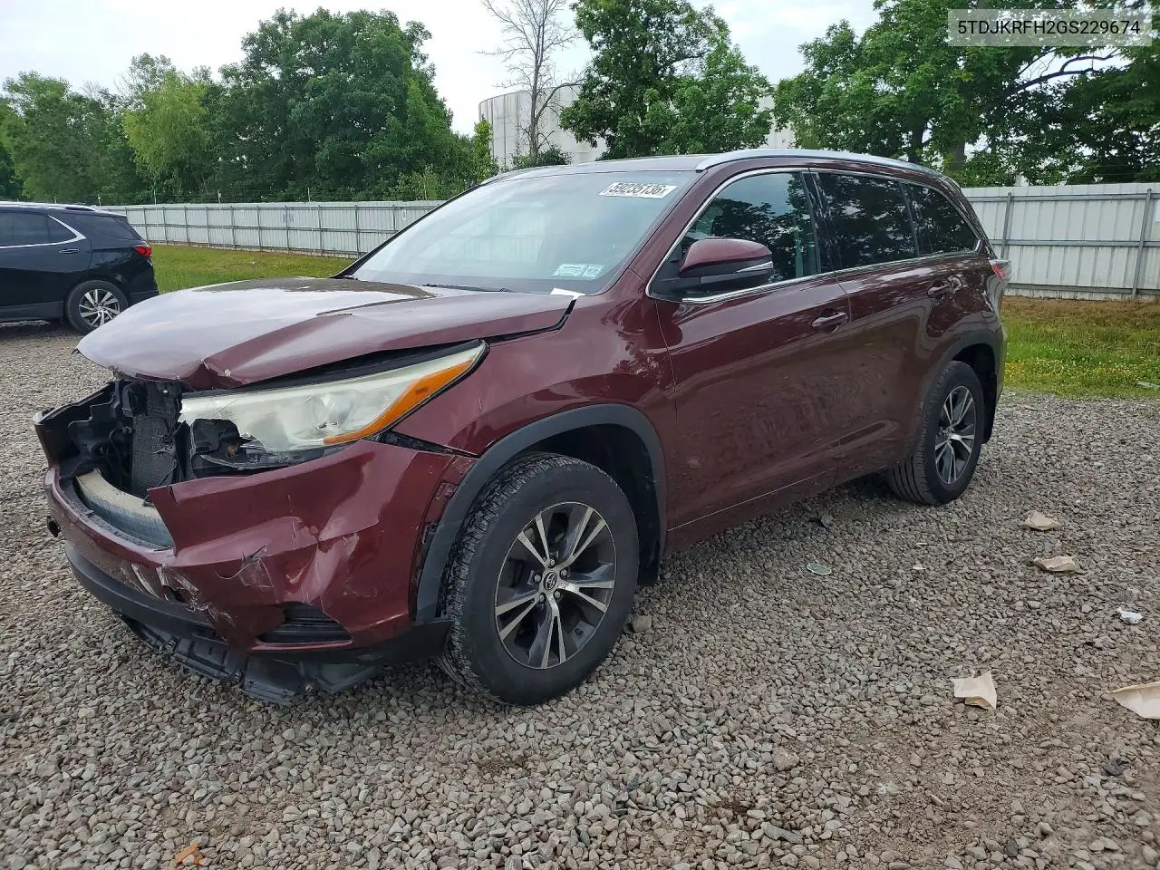 2016 Toyota Highlander Xle VIN: 5TDJKRFH2GS229674 Lot: 59235136