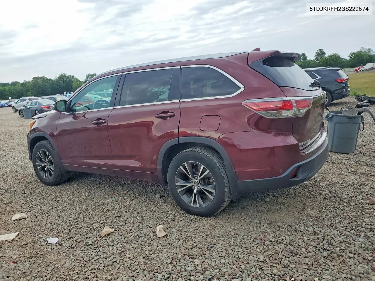 2016 Toyota Highlander Xle VIN: 5TDJKRFH2GS229674 Lot: 59235136