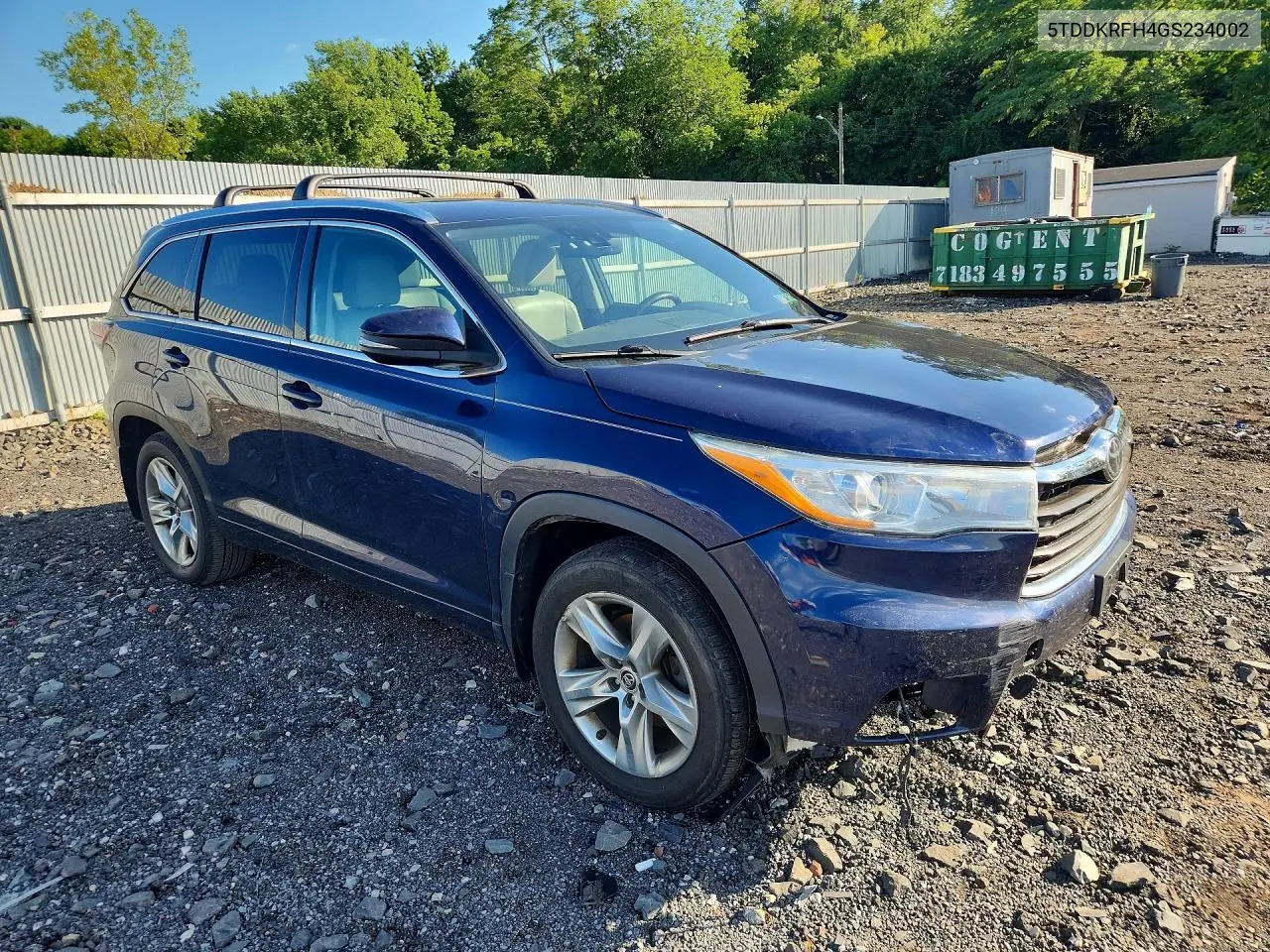 2016 Toyota Highlander Limited VIN: 5TDDKRFH4GS234002 Lot: 60548576