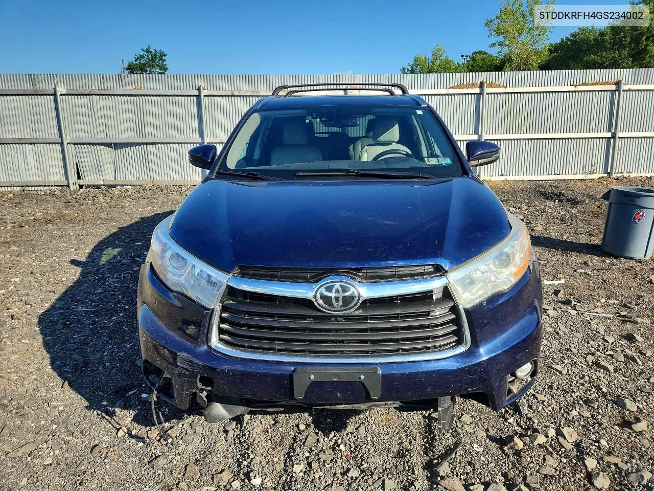 2016 Toyota Highlander Limited VIN: 5TDDKRFH4GS234002 Lot: 60548576