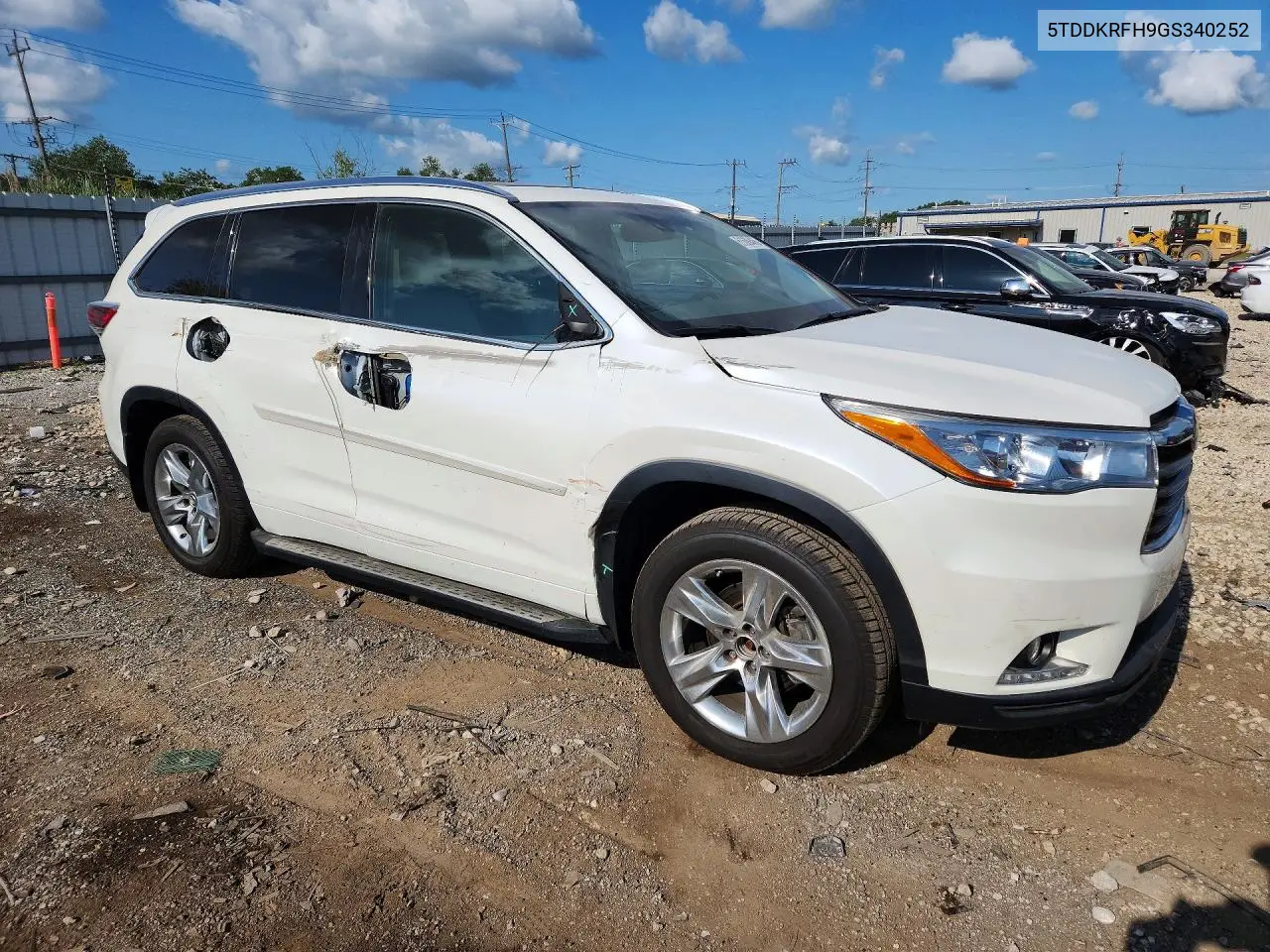 2016 Toyota Highlander Limited Platinum VIN: 5TDDKRFH9GS340252 Lot: 61689466