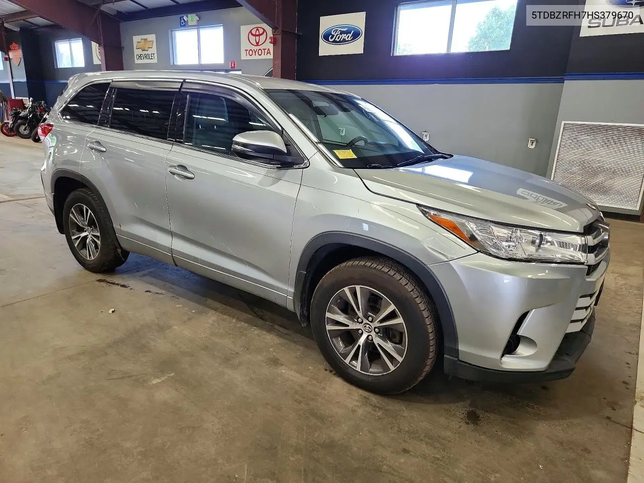 2017 Toyota Highlander Le VIN: 5TDBZRFH7HS379670 Lot: 62028316