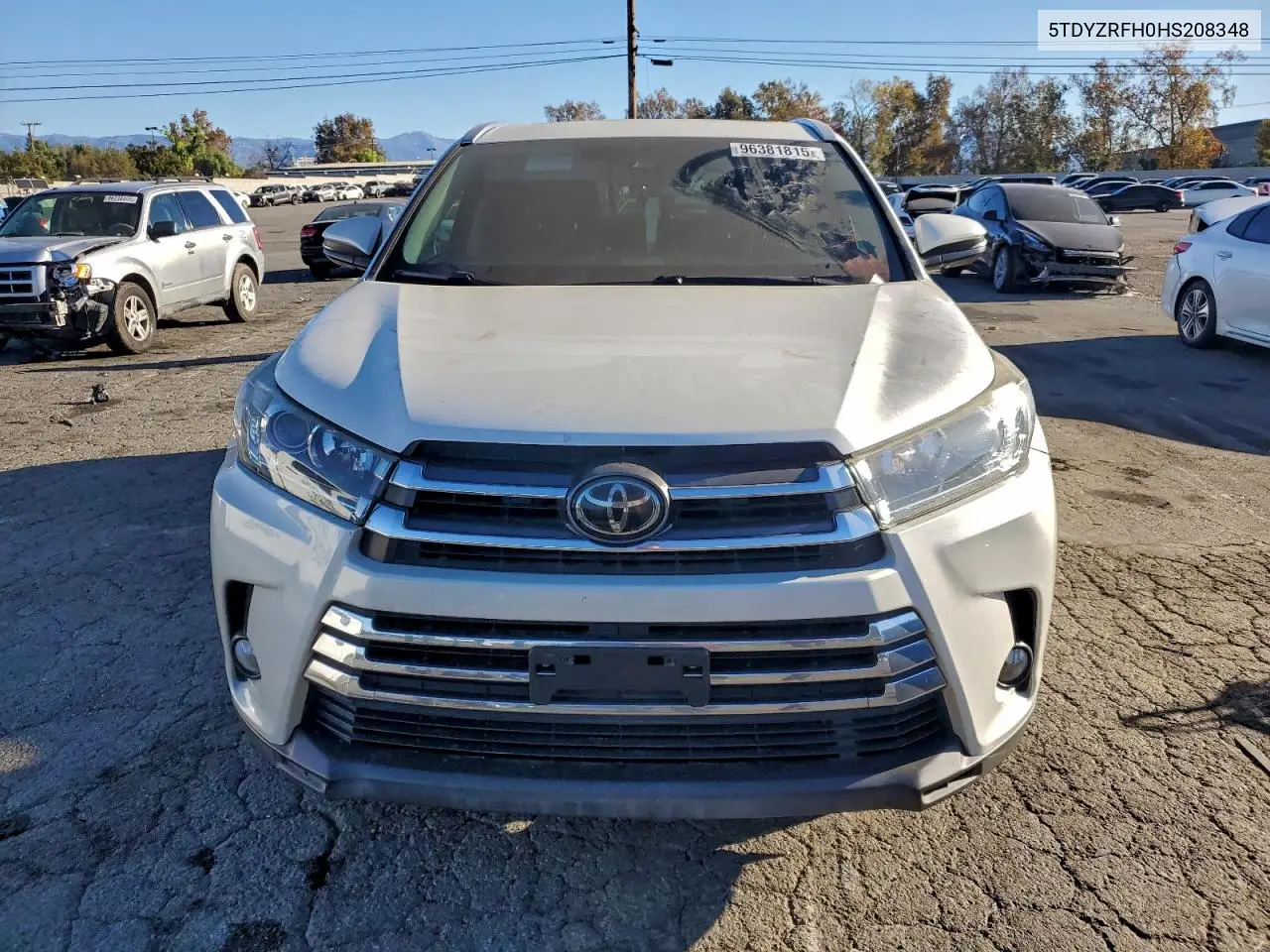 5TDYZRFH0HS208348 2017 Toyota Highlander Limited