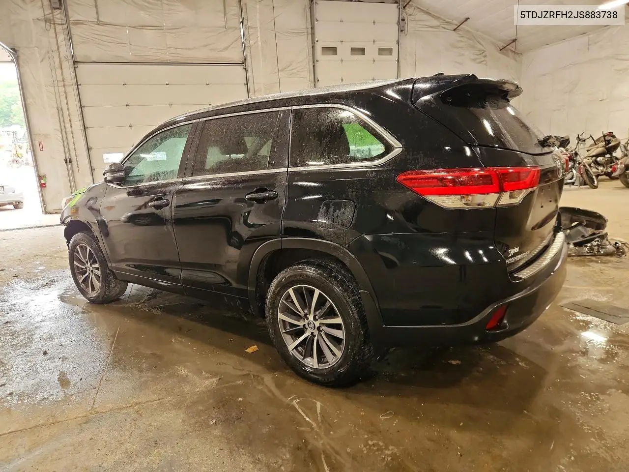 2018 Toyota Highlander Xle VIN: 5TDJZRFH2JS883738 Lot: 60755936