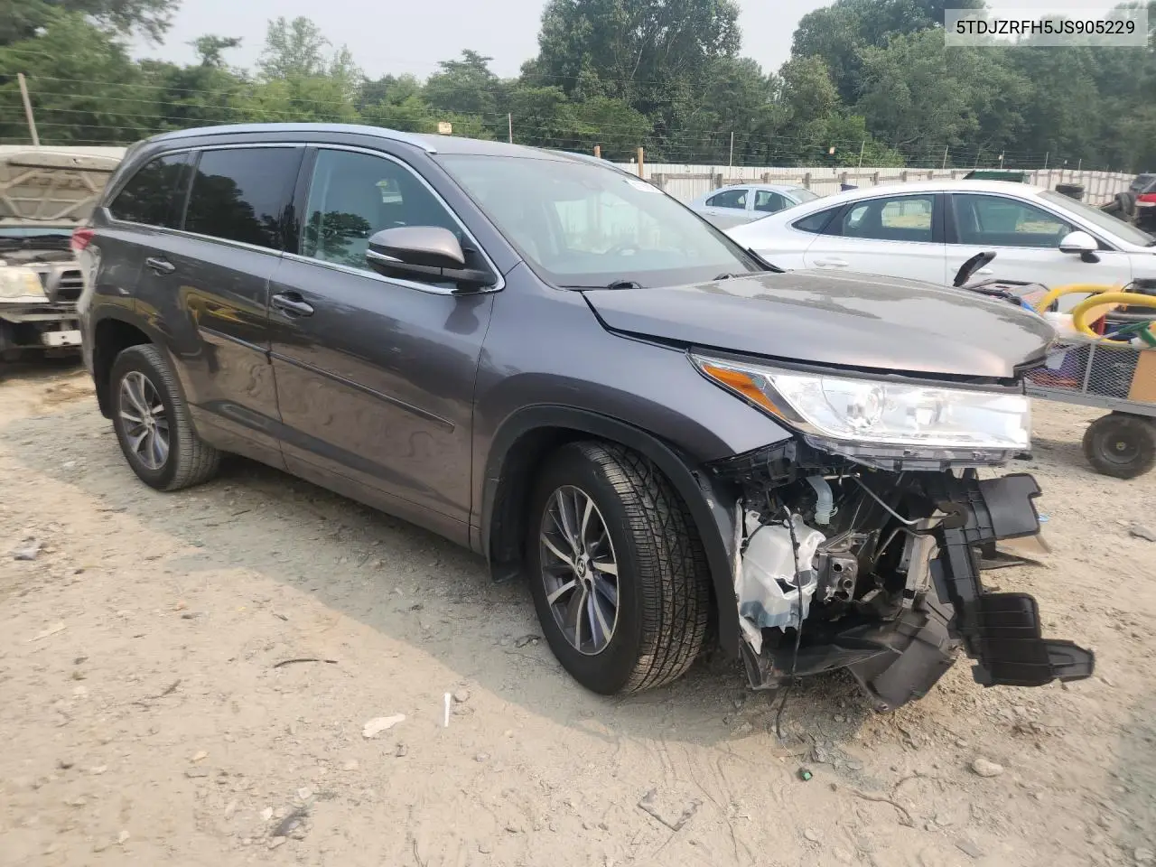 2018 Toyota Highlander Xle VIN: 5TDJZRFH5JS905229 Lot: 61137946