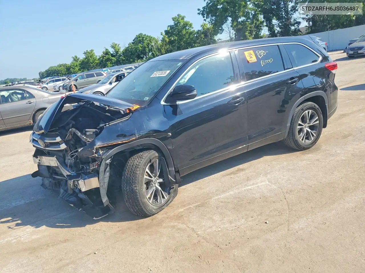 2018 Toyota Highlander Le VIN: 5TDZARFH6JS036487 Lot: 61212826