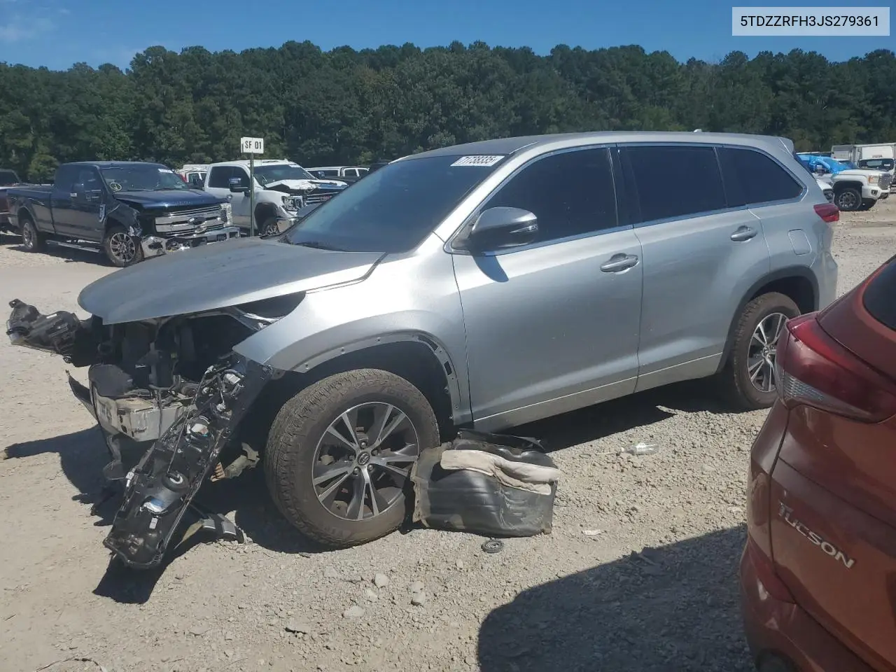 5TDZZRFH3JS279361 2018 Toyota Highlander Le