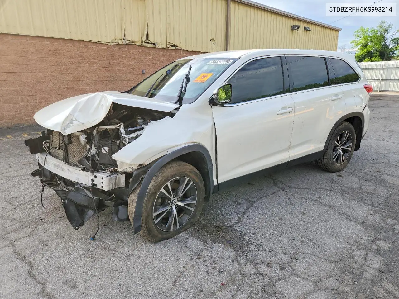 2019 Toyota Highlander Le Plus VIN: 5TDBZRFH6KS993214 Lot: 54829996