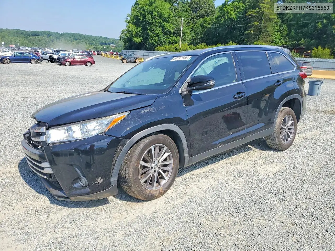 2019 Toyota Highlander Xle VIN: 5TDKZRFH7KS315569 Lot: 57141856