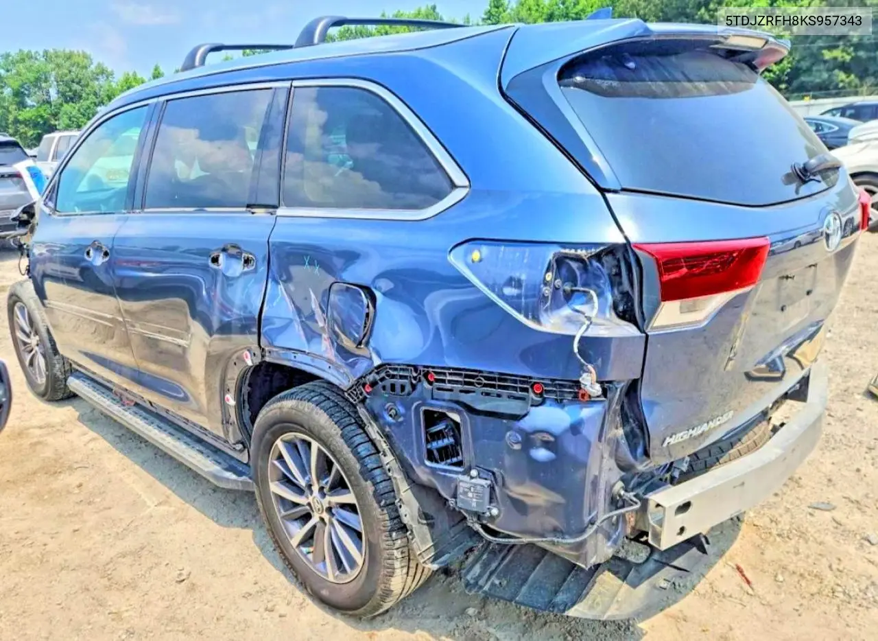 2019 Toyota Highlander Xle VIN: 5TDJZRFH8KS957343 Lot: 58367676