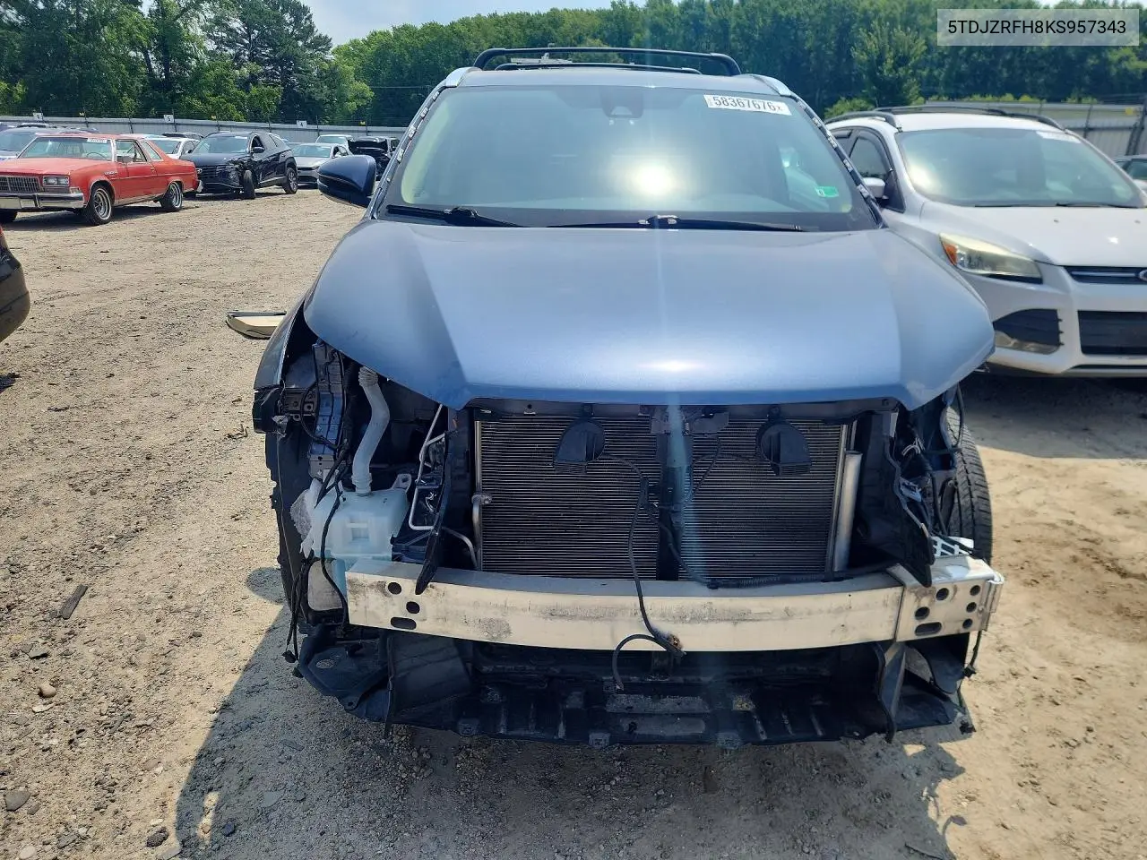 2019 Toyota Highlander Xle VIN: 5TDJZRFH8KS957343 Lot: 58367676