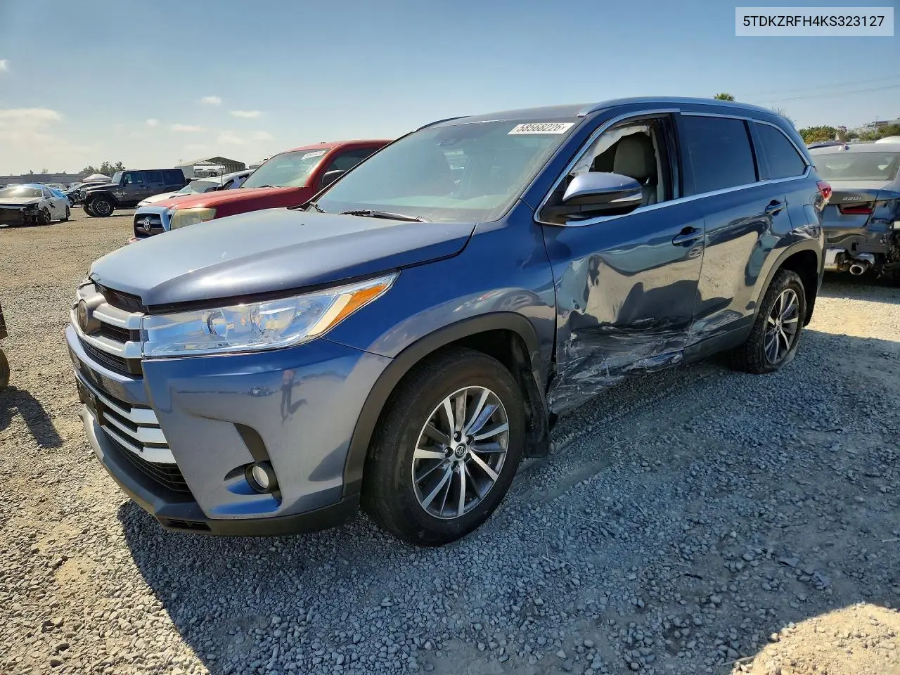 2019 Toyota Highlander Xle VIN: 5TDKZRFH4KS323127 Lot: 58568226