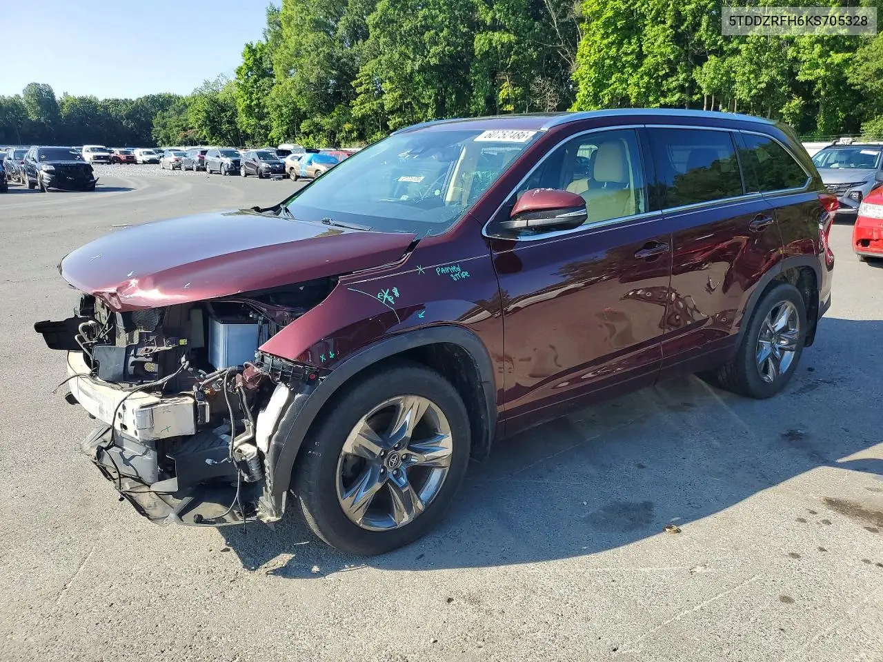 2019 Toyota Highlander Limited Platinum VIN: 5TDDZRFH6KS705328 Lot: 60752486