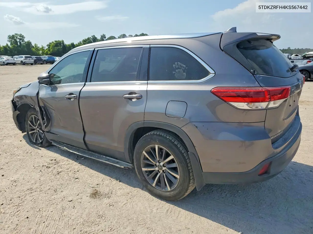 2019 Toyota Highlander Xle VIN: 5TDKZRFH4KS567442 Lot: 62109266