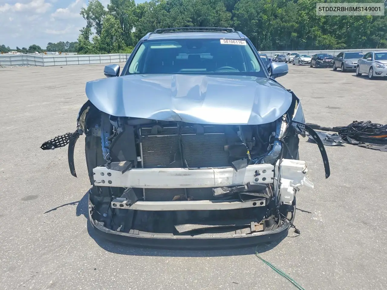 2021 Toyota Highlander Limited VIN: 5TDDZRBH8MS149001 Lot: 58106116