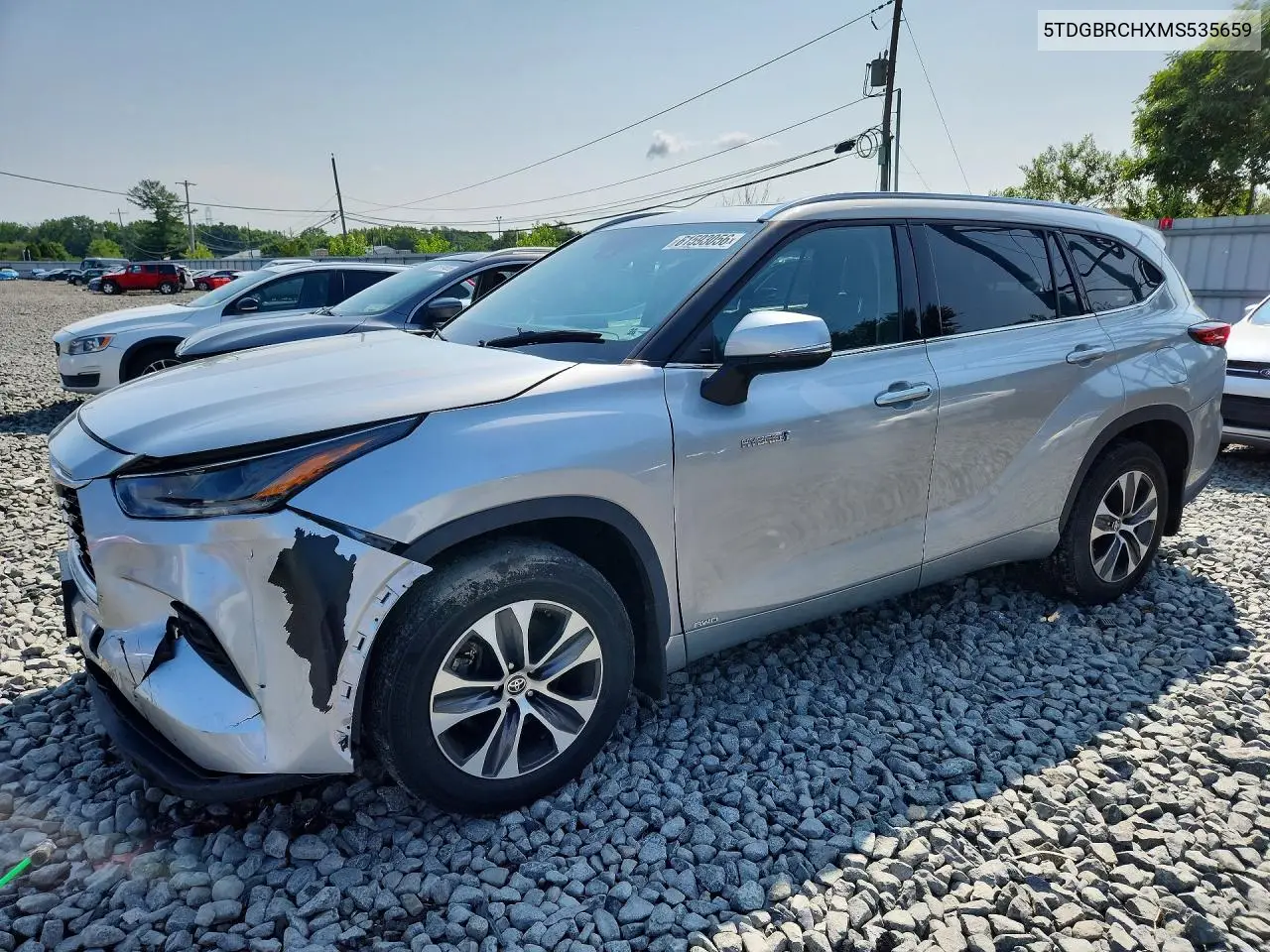 2021 Toyota Highlander Hybrid Xle VIN: 5TDGBRCHXMS535659 Lot: 61593056