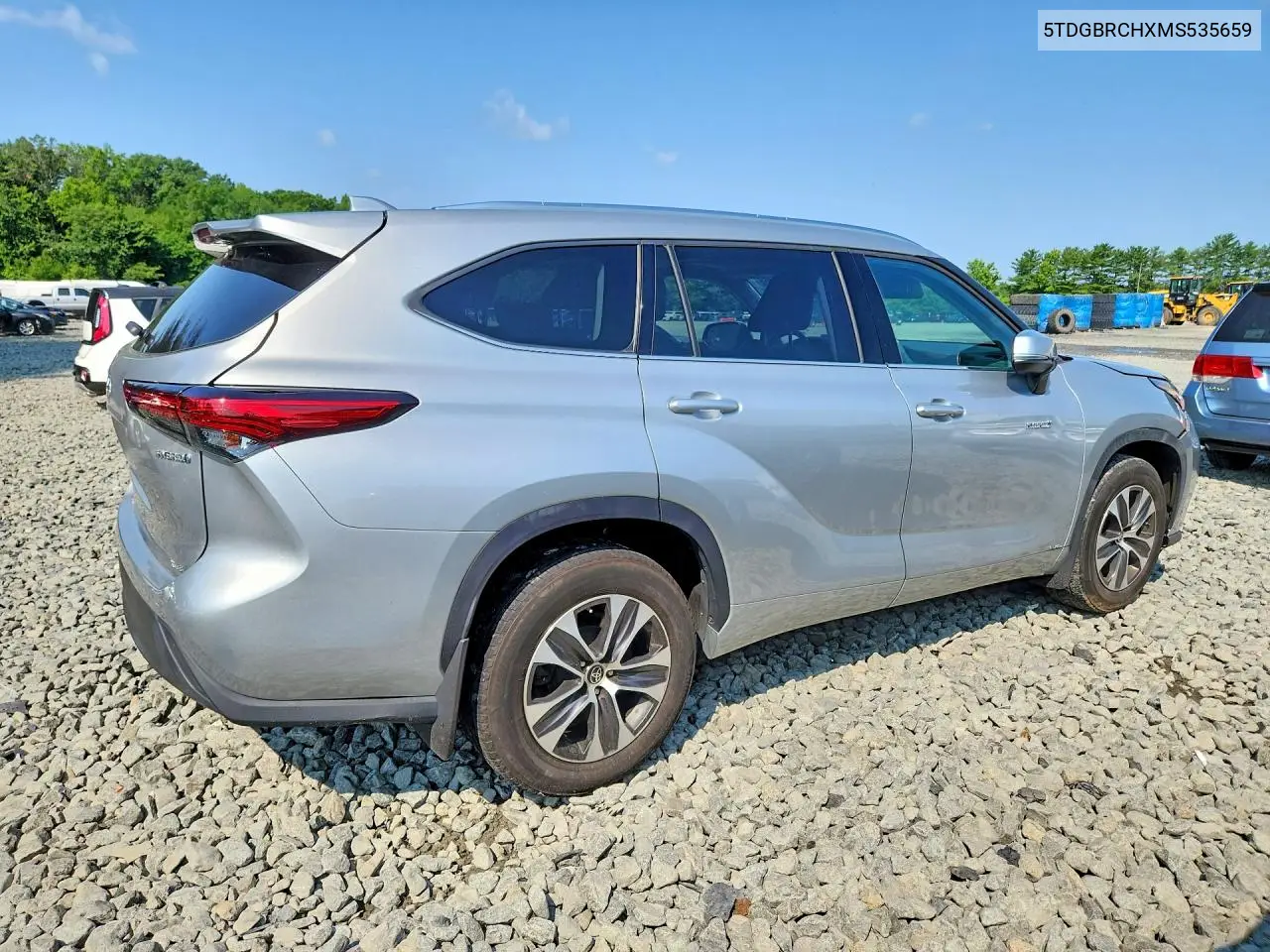 2021 Toyota Highlander Hybrid Xle VIN: 5TDGBRCHXMS535659 Lot: 61593056