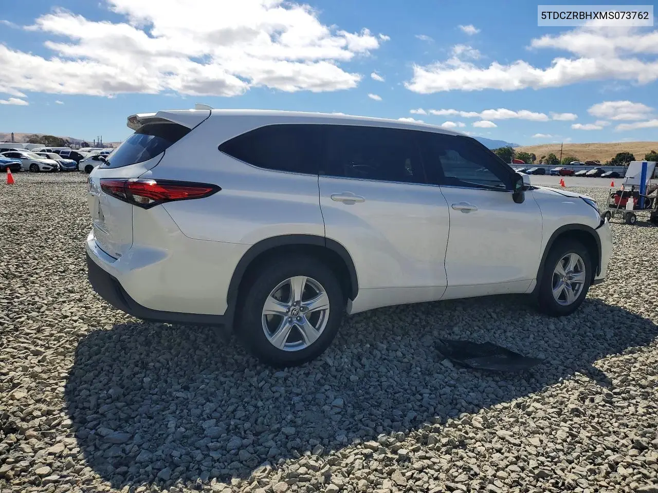 2021 Toyota Highlander L VIN: 5TDCZRBHXMS073762 Lot: 61988976